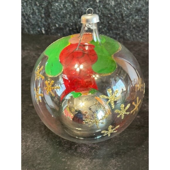 Vintage Soffieria De Carlini Italy Painted Angel Playing Trumpet Glass Ornament - Picture 4 of 6